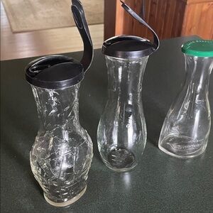 Vintage/ Good Season /Set of Three Glass dressing jars with Lids,